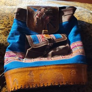 Unique backpack purchased in Peru. Blue/brown